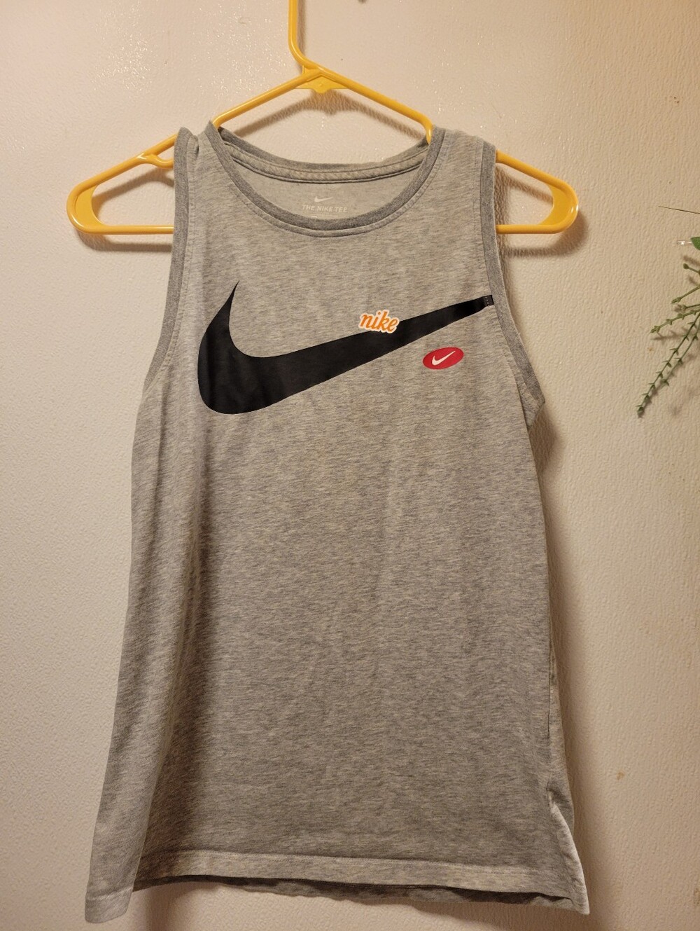 Nike Grey Tank Top with Black Swoosh and Red Accent